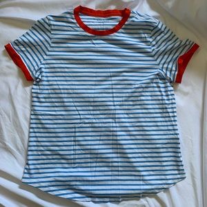 Banana republic women’s white and blue striped tee